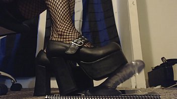 Goth Girl Tramples and Steps All Over Your Damn Cock in New Platform Heels