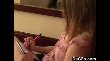 Young girl teases her babysitter while her m. is gone