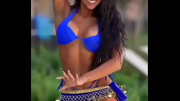 Beautiful shemale belly dancing in blue bikini